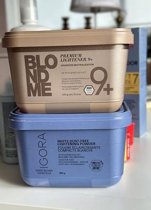 Schwarzkopf professional blondme premium lightener 9+ та igora vario blond super plus освітлювальна пудра/порошок