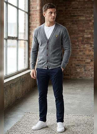 Сірий в'язаний кардиган lyle & scott с логотипом – розмір m (маломірить, фактично s)