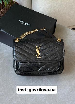 Сумка niki medium shoulder bag in vintage leather black🖤