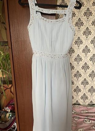 Жіноча вечірня довга сукня блакитного кольору