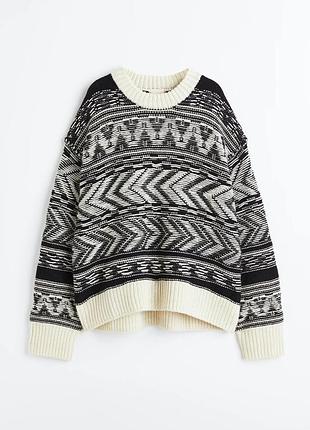 Светр жіночий h&m edition чорно-білий оверсайз вовна-кашемір xs