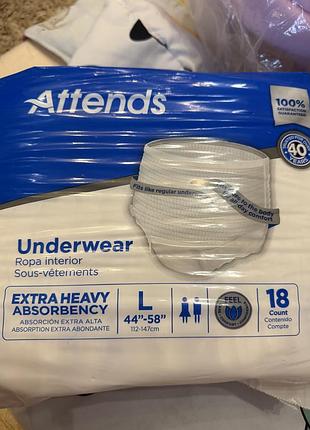 Підгузки для дорослих attends underwear extra heavy absorbency l 18 штук