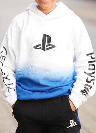 Худі для хлопчика playstation біло-синє градієнтне