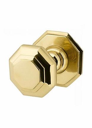 Меблева ручка-кнопка octavia brass на декоративній підкладці 200se3134.ol полірована латунь d=68мм
