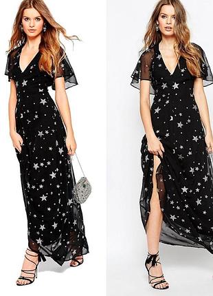 Неймовірна сукня максі з зірками asos glitter star flutter sleeve maxi dress ✨