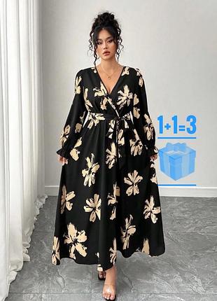 Довга сукня в квітковий принт без пояса shein xl