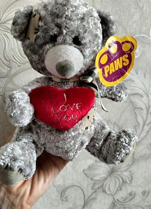 Плюшевий ведмедик paws із серцем i love you (новий з біркою)
