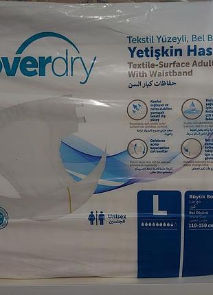 Підгузки для дорослих overdry textile-surface adult with waistband l