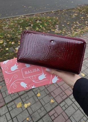 Кошелек женский balisa бордовый кожаный лаковый