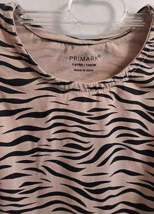 Сукня дитяча primark бежева з чорним анімалістичним принтом 7-8 років / 128 см