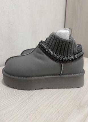 Уггі жіночі ugg сірі з натуральної шкіри