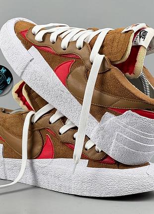 Sacai  x nike blazer low сакаі кеды кеди кроссовки кросівки обувь взуття шкіра черевики демисезон ботинки кожа классика блейзер найк sb скейт шузи