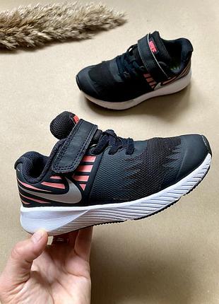 Кросівки дитячі для дівчинки nike star runner 28 розмір устілка 17 см | чорні текстильні на липучках