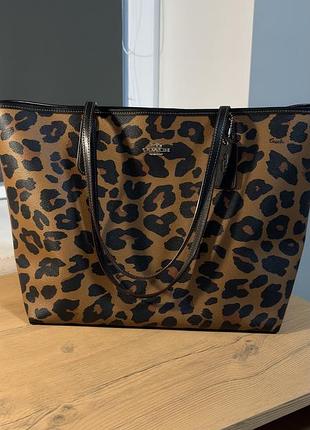 Сумка шопер леопард coach leopard city tote тренд 2026 оригінал