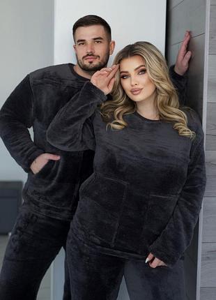 Пижама женская теплая с двусторонней махры парные пижамы family look
