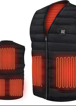 Жилетка унісекс зимова з usb підігрівом чорна 3xl