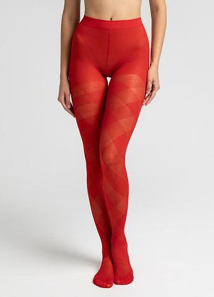 Жіночі фантазійні колготки з геометричним візерунком giulia twist 40 (2) 2 red-aurora red