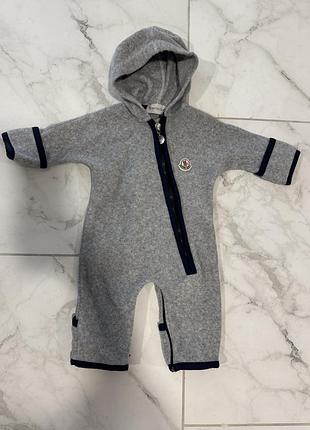 Зимовий комбінезон унісекс moncler сірий флісовий