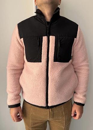 Куртка чоловіча h&m teddy з флісу рожева