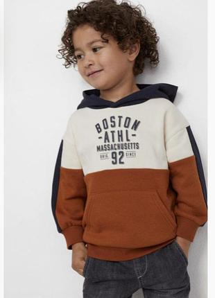 Худі для хлопчика h&m на флісі, біле, коричневе, синє, 130 см
