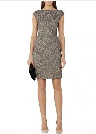 Новое мини платье reiss ayda low back taupe black lace overlay dress