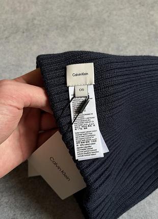 Calvin klein patch rib beanie оригінал нова чоловіча шапка біні тепла зимня зимова на зиму зима з кашеміром бавовняна фірмова брендова келвін кляйн 7