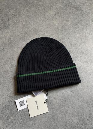 Calvin klein patch rib beanie оригінал нова чоловіча шапка біні тепла зимня зимова на зиму зима з кашеміром бавовняна фірмова брендова келвін кляйн 5
