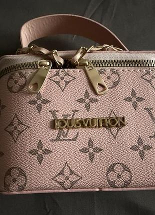 Рожева міні-сумка/косметичка  дизайн louis vuitton vanity (стиль vanity case або micro vanity
