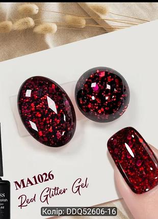 Гель-лак meet across red glitter gel ma1026 7 мл
