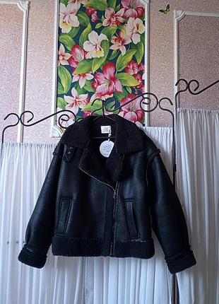 Стильна чорна дублянка на екохутрі t&t fashion.