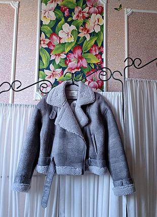 Стильна сіра дублянка на екохутрі t&t fashion.