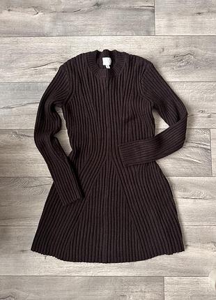 H&m платье коричневое женское по фигуре теплое