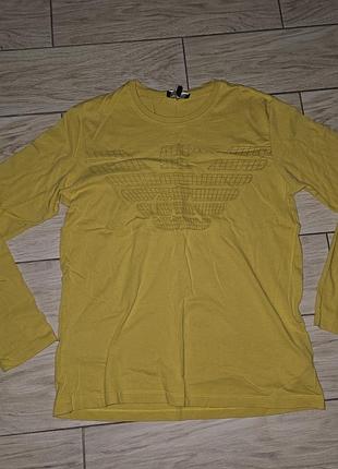 Жовтий лонгслів emporio armani / чоловіча футболка з довгим рукавом армані (m)