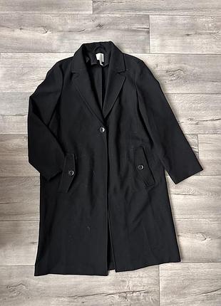 H&m черное пальто накидка кардиган длинное макси демисезонное м/л