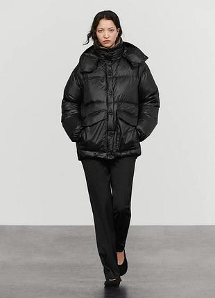 Пуховик пух перо з капюшоном massimo dutti