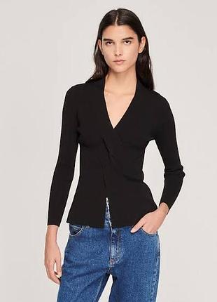 Жіночий оригінальний пуловер кофта светр реглан в рубчик sandro paris knitted twist sweater m
