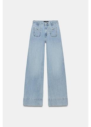 Джинси wide з високою посадкою zara