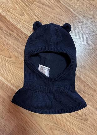 H&m дитяча зимова темно-синя шапка з вушками 98/104