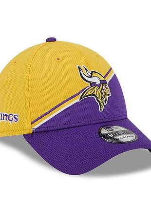 Men's new era gold/purple minnesota vikings 2023 sideline 39thirty flex hat size l/xl