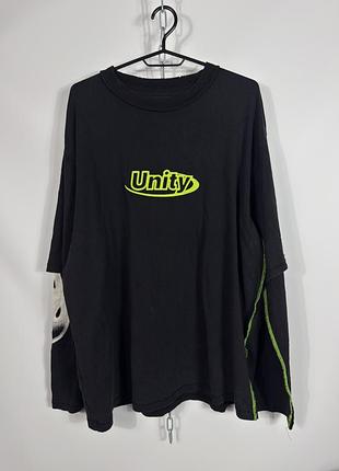 Лонгслів heron preston x h&m оверсайз з подвійним рукавом та написом unity