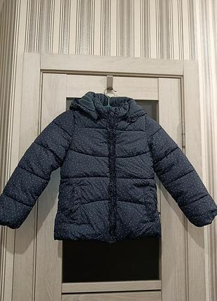 Теплая зимняя куртка пуховик h&amp;m для девочки 134 р (8-9 лет)