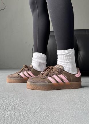 Кроссовки женские adidas samba platform brown/pink