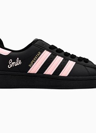 Кроссовки женские adidas superstar smile black/pink