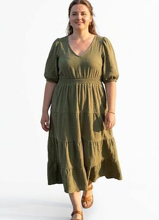 Бавовняна сукня міді хакі / оливкова next (uk 16 / eur 44 / l-xl)