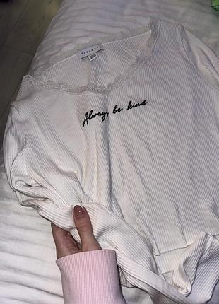 Лонгслів topshop, білий лонг в рубчик, вкорочена кофтинка