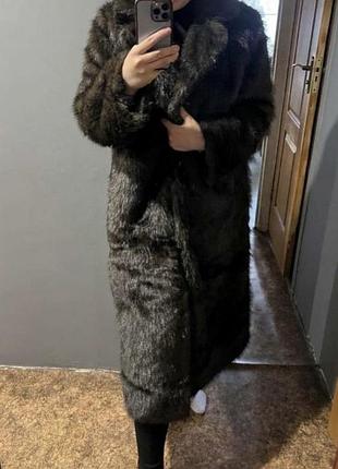 Длинная шуба шубка эко мех под норку нутрию искусственная
