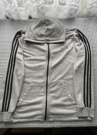 Кофта на замок adidas,сіра,розмір l