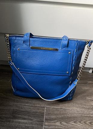 Сумка из натуральной кожи синяя яркая электрик  кожаная leather ripani рипани италия итальянская