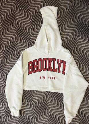 Жіночий світшот shein білий з написом brooklyn new york xs