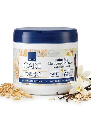 Мультифункціональний крем для обличчя, рук та тіла avon care "вівсянка та ваніль" (oatmeal & vanilla) для сухої та дуже сухої шкіри, 400 мл